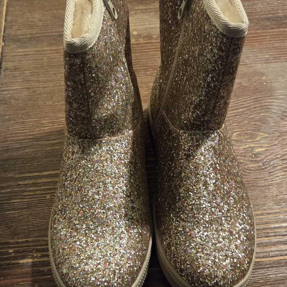 Cat & Jack Girls Glitter Boots - Gold Multi Glitter